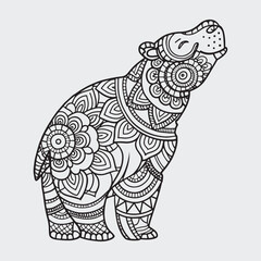 Animal mandla line art coloring page
