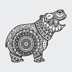 Animal mandla line art coloring page