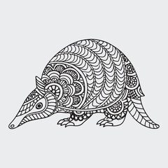 Animal mandla line art coloring page