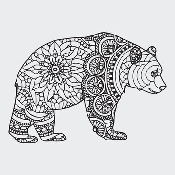 Animal mandla line art coloring page