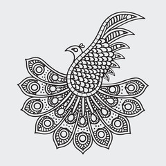 Animal mandla line art coloring page