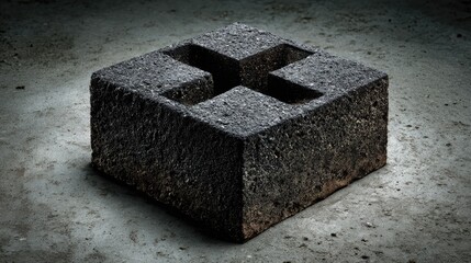 Dark Gray Concrete Block Cube Detailed Texture