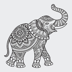 Animal mandla line art coloring page