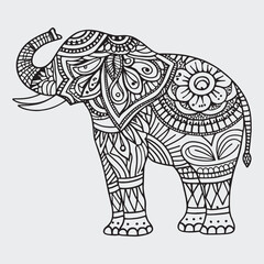 Animal mandla line art coloring page