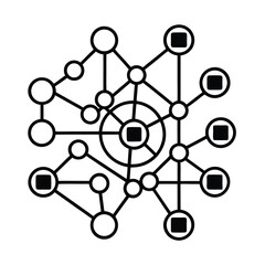Interconnected geometric shapes network diagram connection