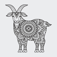 Animal mandla line art coloring page