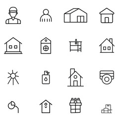 Fototapeta premium Person house sun soap dispenser security camera and boxes icons