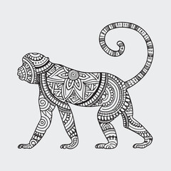 Animal mandla line art coloring page