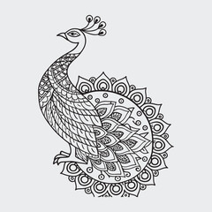 Animal mandla line art coloring page