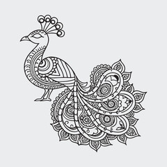 Animal mandla line art coloring page