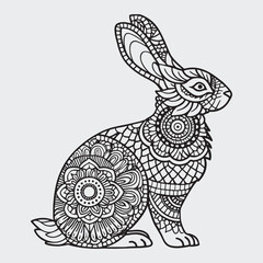 Animal mandla line art coloring page