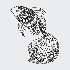 Animal mandla line art coloring page
