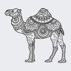 Animal mandla line art coloring page