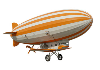 Isolated Vintage Blimp with Orange and White Stripes