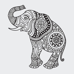 Animal mandla line art coloring page