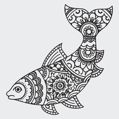 Animal mandla line art coloring page