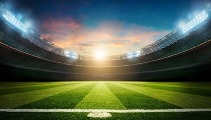 a large football stadium with bright lights in the afternoon