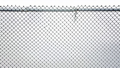 chain link fence isolated on white background cut out
