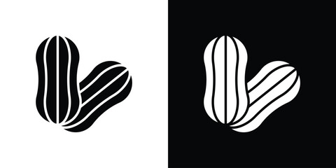 Fototapeta premium Peanut icon vector flat symbol, glyph sign. icon concept illustration
