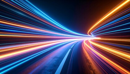 Abstract speed tunnel, vibrant light streaks