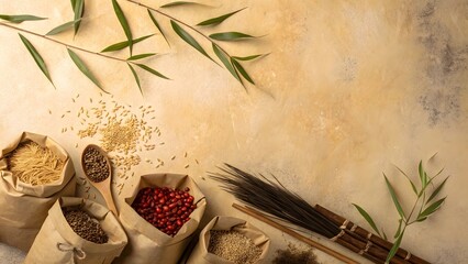 Vintage paper background with floral and palm leaf decoration