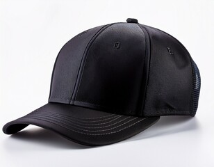 black baseball cap isolated on white background cut out