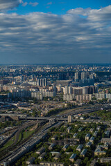 View of Moscow from a skyscraper on a sunny day