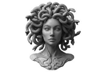 Isolated Medusa Wireframe Model Mythological Creature Sculpture