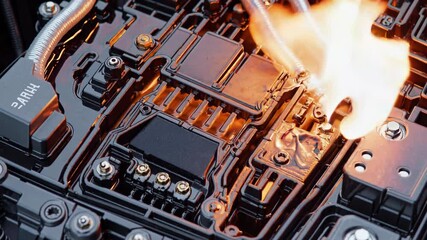 Lithium ion battery cell experiencing thermal runaway, flames consuming entire surface, revealing critical fire hazard and potential safety risks during battery malfunction