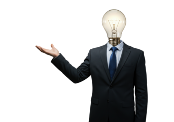 Isolated Businessman with Light Bulb Head Creative Idea