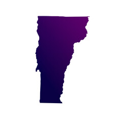 Vermont map isolated on transparent white background. Blue and purple gradient textured map isolated on transparent png