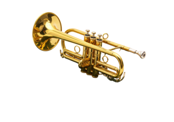Isolated Golden Trumpet Musical Instrument Brass Band