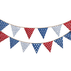 Obraz premium Festive american flag themed bunting with red white and blue stars isolated on transparent background