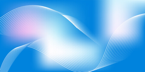 Abstract blue gradient background with shining lines waves. Minimalist background for banner, poster, cover, brochure, flyer, website. eps10