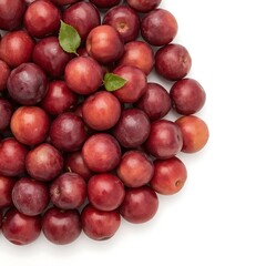 Obraz premium Ripe Chinese Plums with Green Leaf Isolated on White Background – Fresh Fruit Image with Clipping Paths for Design and Commercial Use