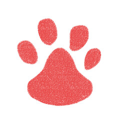 シンプルな肉球のイラスト　アイコン　素材　赤　手書き　クレヨン風