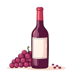 Obraz premium Wine bottle next to fresh grapes on a transparent background 