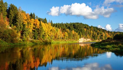 Autumn riverbank reflections