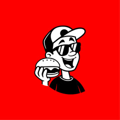 Burger-Loving Dude Cartoon