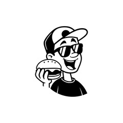 Burger-Loving Dude Cartoon