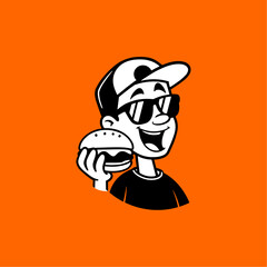 Burger-Loving Dude Cartoon