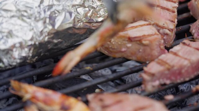 The shrimp is grilled.