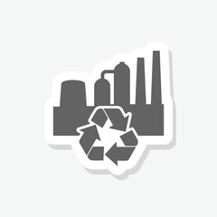 Eco factory industry icon sticker isolated on gray background