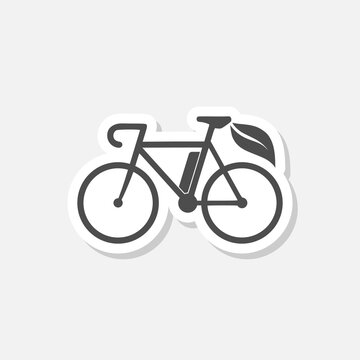 Electric bike icon bicycle sticker isolated on gray background
