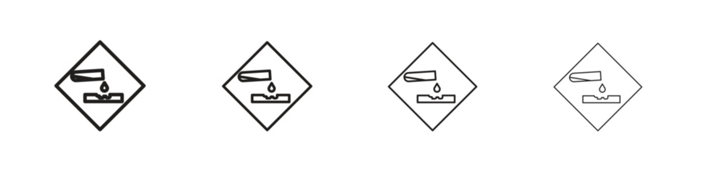 Corrosive substance icon collection. Vector illustration EPS10.
