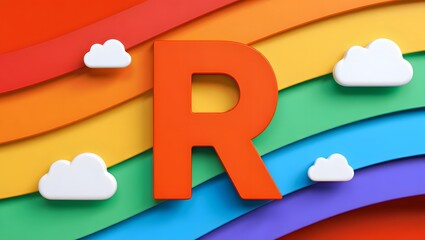 Letter r rainbow background colorful design graphic element illustration art