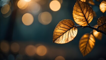 Autumn leaves close up with bokeh background golden foliage fall season nature photography