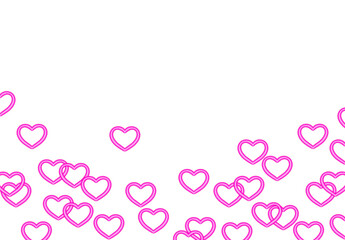 frame of pink heart shape neon light cute party bar Hand drawn on transparent background 