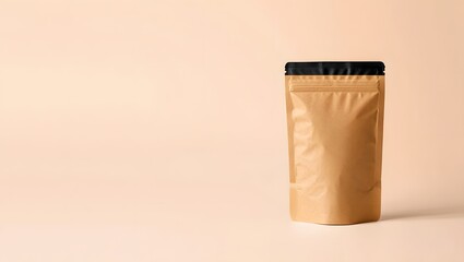 Isolated kraft paper pouch bag mockup for food packaging branding and presentation