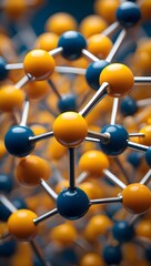 Molecular structure model science chemistry research atoms and molecules background